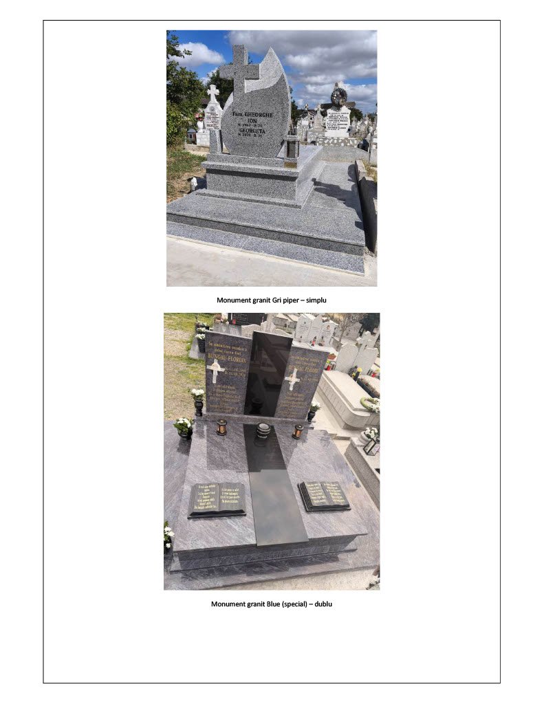 Exemplu de monument funerar din granit