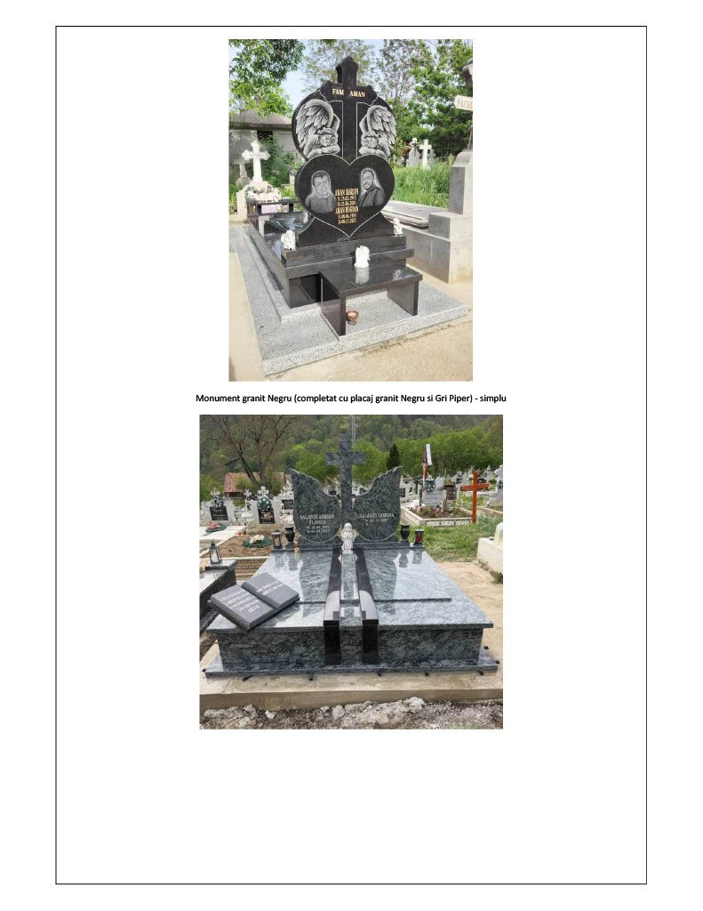 Model de monument funerar prezentat ca referință