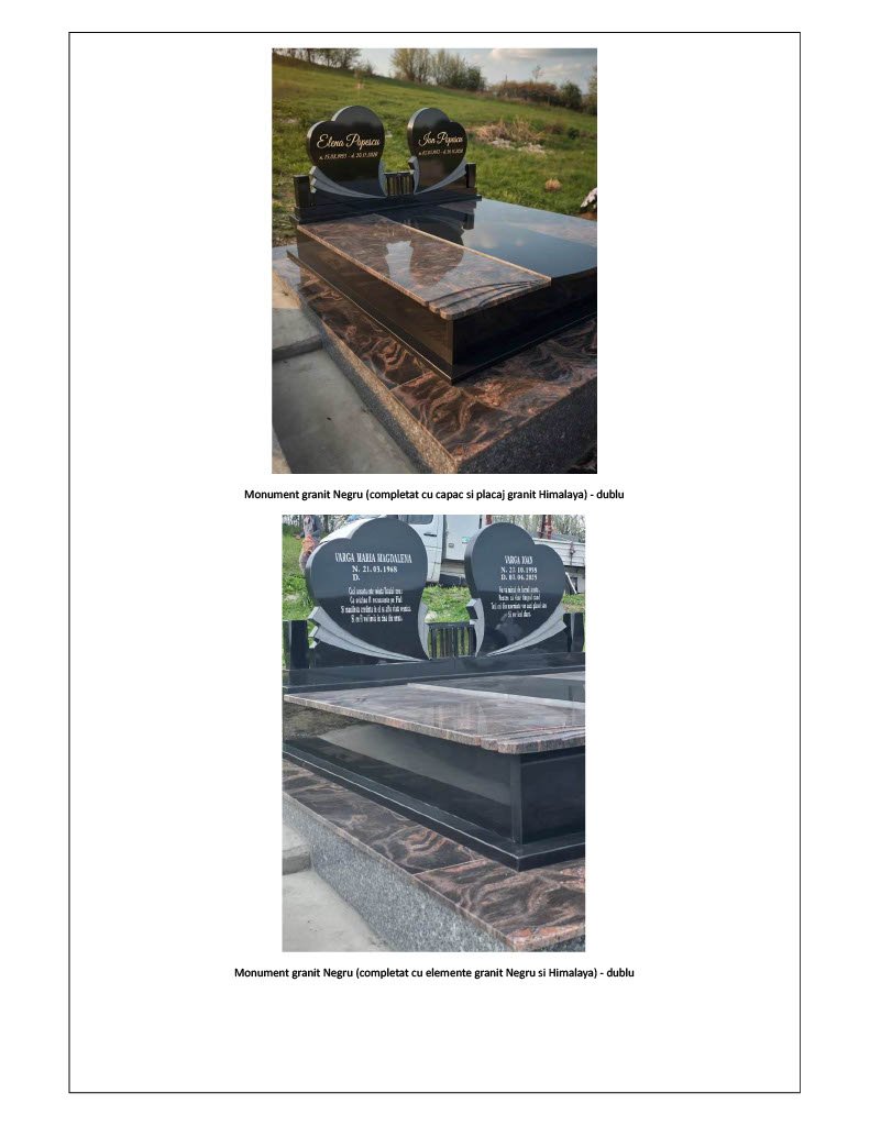 Model de monument funerar prezentat ca referință