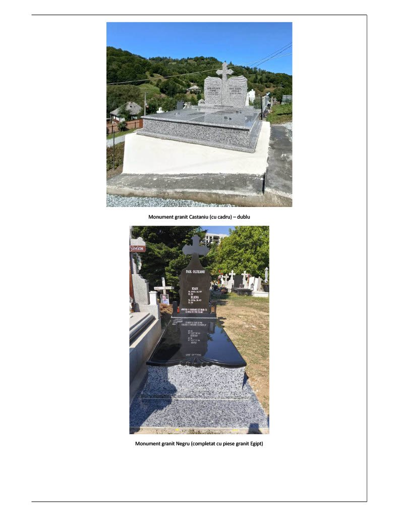 Model de monument funerar din granit