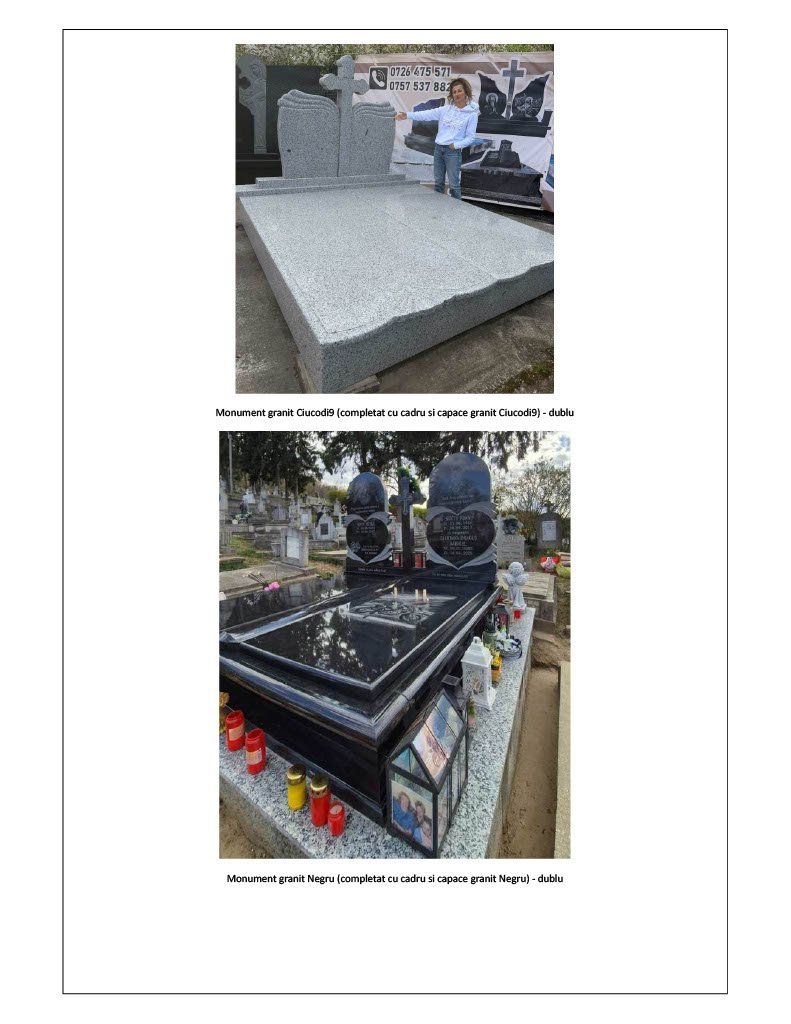 Monumente funerare din granit cu forme memoriale diferite