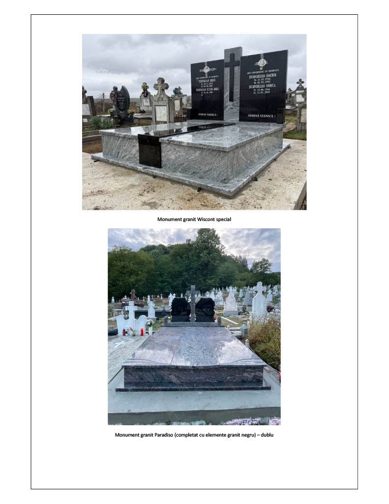 Model de monument funerar din granit pentru comparație